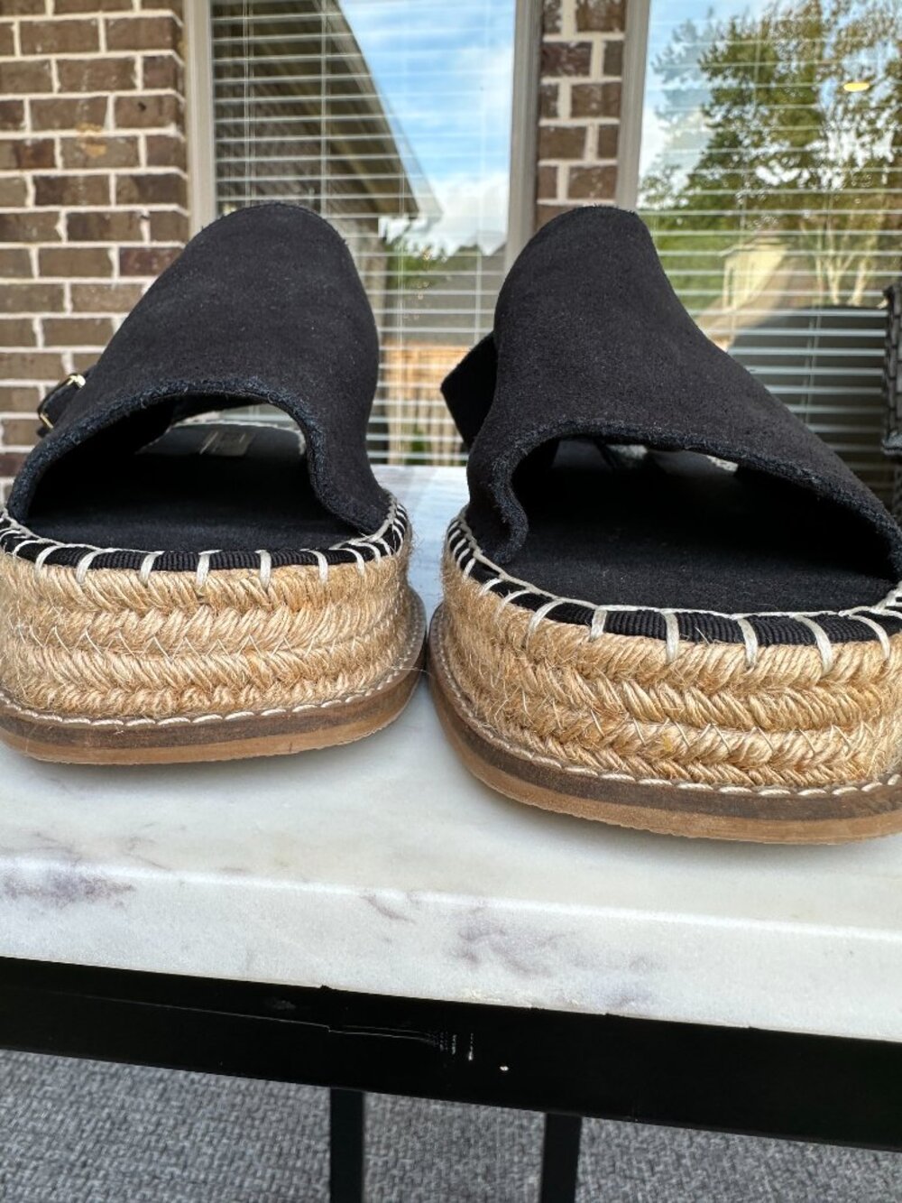 ASOS Hannah Wide Fit Espadrille Platform Sandals Black Ankle Strap Size 7/8 W - Picture 11 of 16